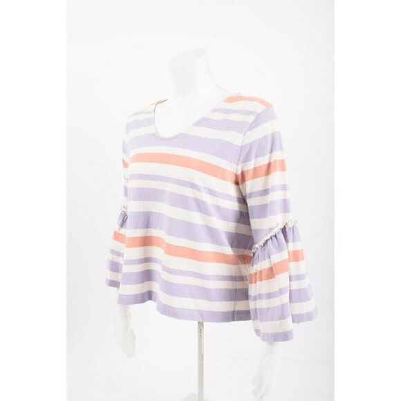 Madewell Womans Top Shirt Blouse Size M Fairhaven Striped Ruffle Bell Sleeve - Picture 2 of 6